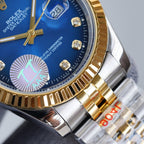 CLASSIC 41MM TWO TONE BLUE DIAL DIAMOND NUMERALS