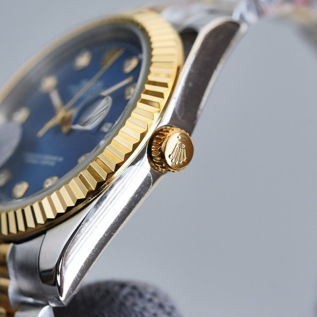 CLASSIC 41MM TWO TONE BLUE DIAL DIAMOND NUMERALS