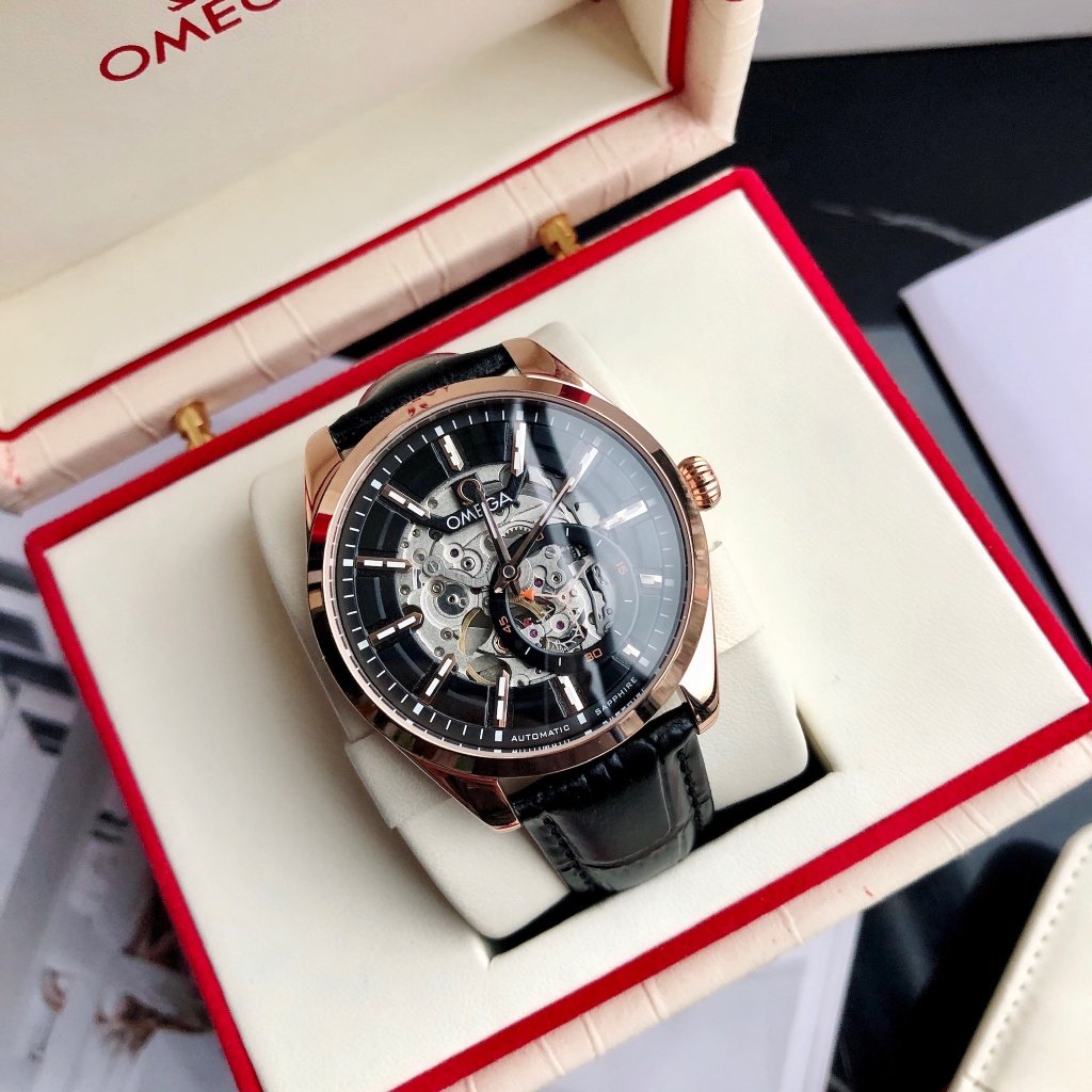 VARELLO CLASSIC SKELETON DIAL ROSE GOLD CASE LEATHER