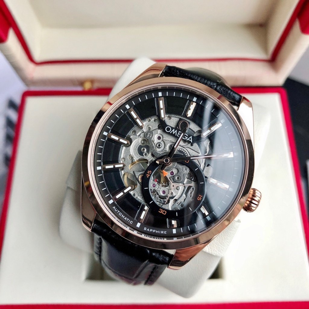 VARELLO CLASSIC SKELETON DIAL ROSE GOLD CASE LEATHER