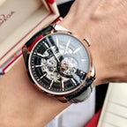VARELLO CLASSIC SKELETON DIAL ROSE GOLD CASE LEATHER