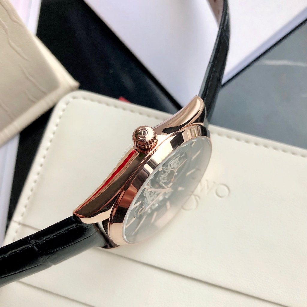 VARELLO CLASSIC SKELETON DIAL ROSE GOLD CASE LEATHER