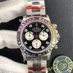 CLASSIC WHITE GOLD-TONE CUSTOM RAINBOW-STYLE CHRONOGRAPH WATCH