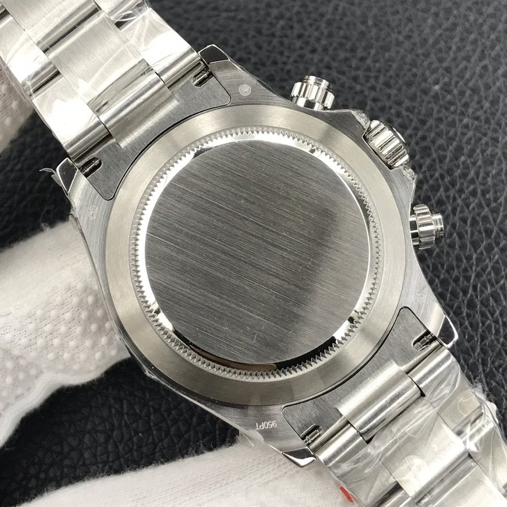 CLASSIC WHITE GOLD-TONE CUSTOM RAINBOW-STYLE CHRONOGRAPH WATCH