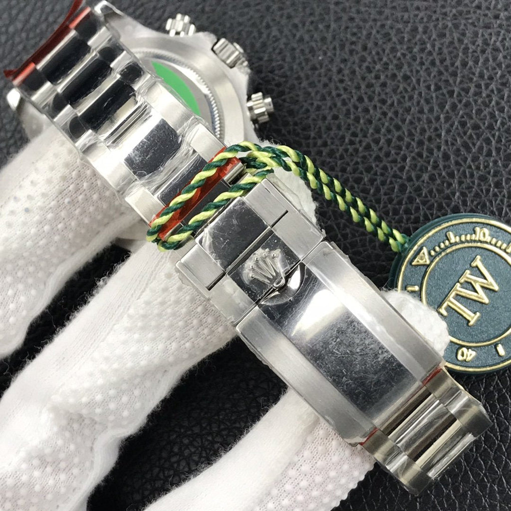 CLASSIC WHITE GOLD-TONE CUSTOM RAINBOW-STYLE CHRONOGRAPH WATCH