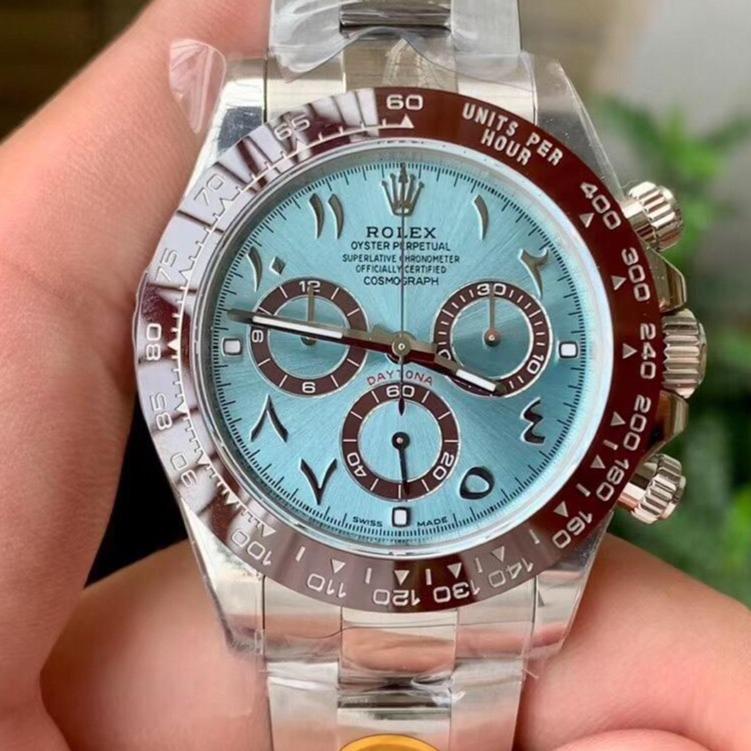 CLASSIC CUSTOM ICE BLUE CERAMIC ARABIC NUMERAL CHRONOGRAPH WATCH