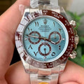CLASSIC CUSTOM ICE BLUE CERAMIC ARABIC NUMERAL CHRONOGRAPH WATCH
