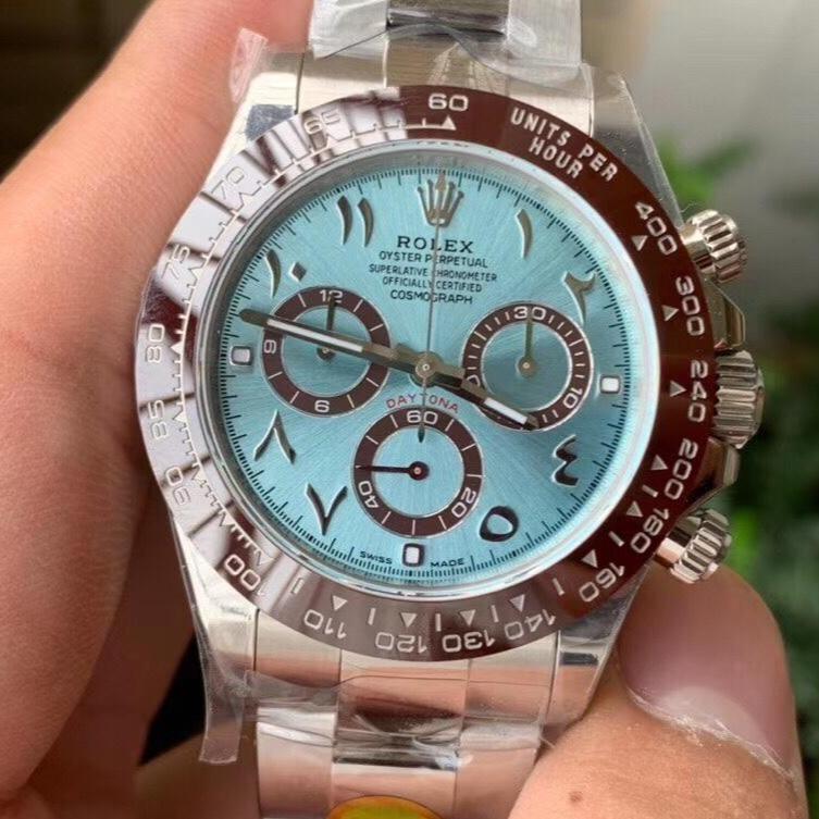 CLASSIC CUSTOM ICE BLUE CERAMIC ARABIC NUMERAL CHRONOGRAPH WATCH