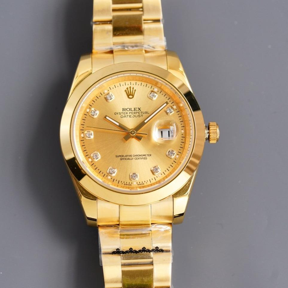 CLASSIC 41MM GOLD-TONE CASE SMOOTH BEZEL DIAMOND NUMERAL WATCH