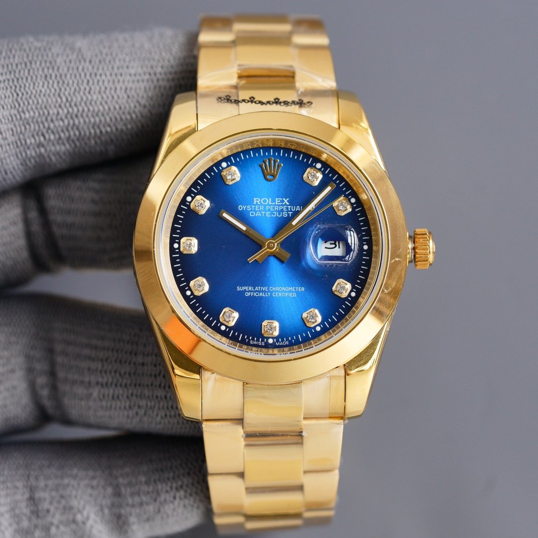 CLASSIC 41MM GOLD-TONE CASE SMOOTH BEZEL DIAMOND NUMERAL WATCH