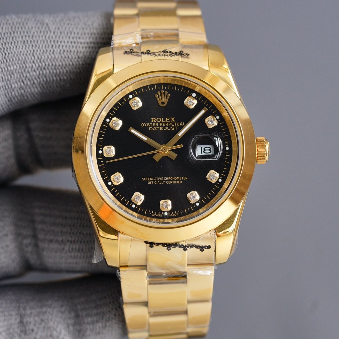 CLASSIC 41MM GOLD-TONE CASE SMOOTH BEZEL DIAMOND NUMERAL WATCH