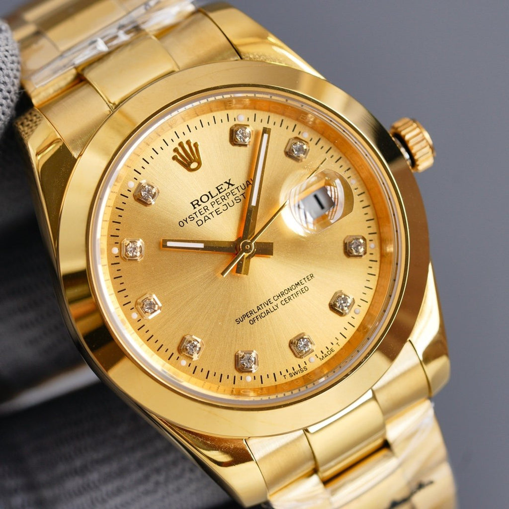 CLASSIC 41MM GOLD-TONE CASE SMOOTH BEZEL DIAMOND NUMERAL WATCH