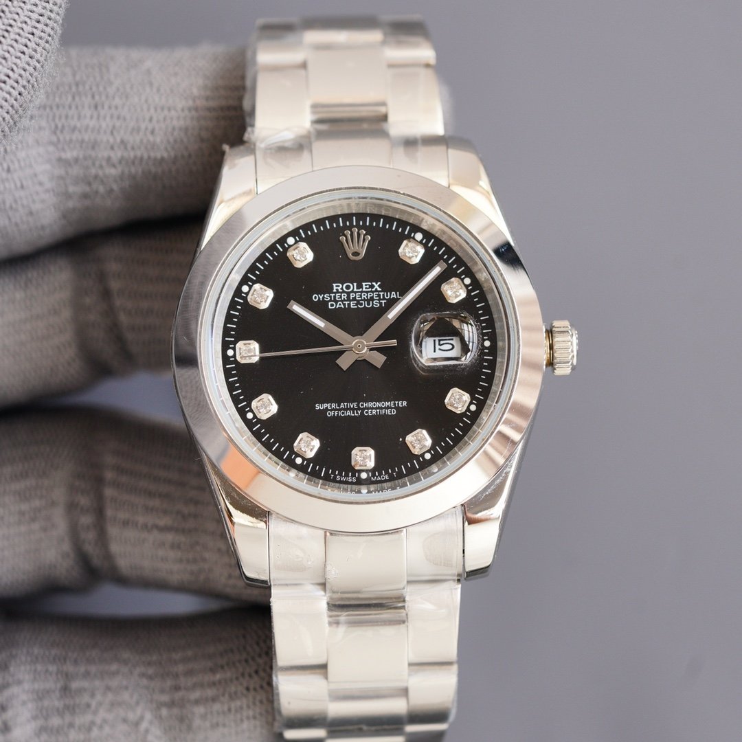 CLASSIC 41MM STAINLESS STEEL SMOOTH BEZEL DIAMOND NUMERAL WATCH