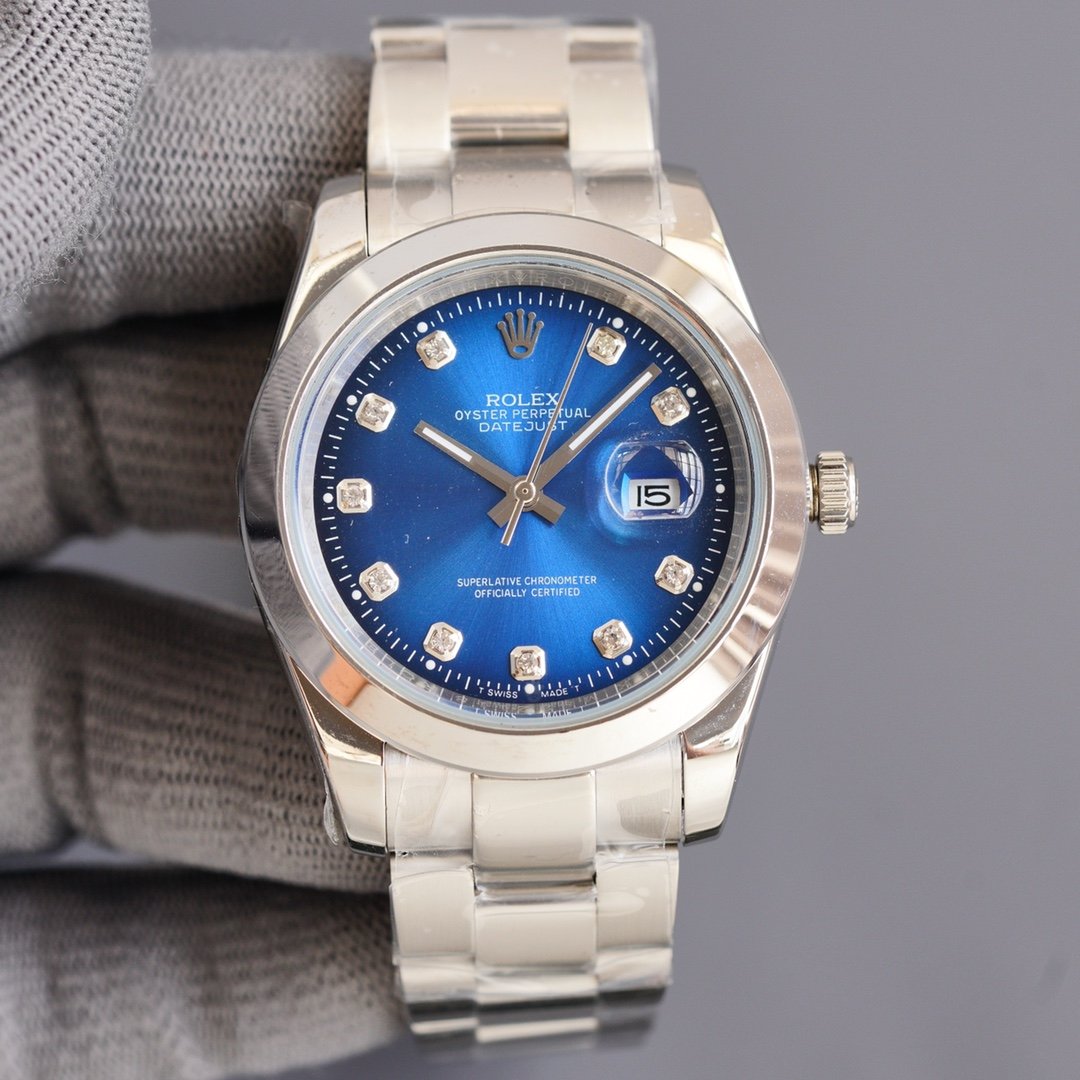 CLASSIC 41MM STAINLESS STEEL SMOOTH BEZEL DIAMOND NUMERAL WATCH