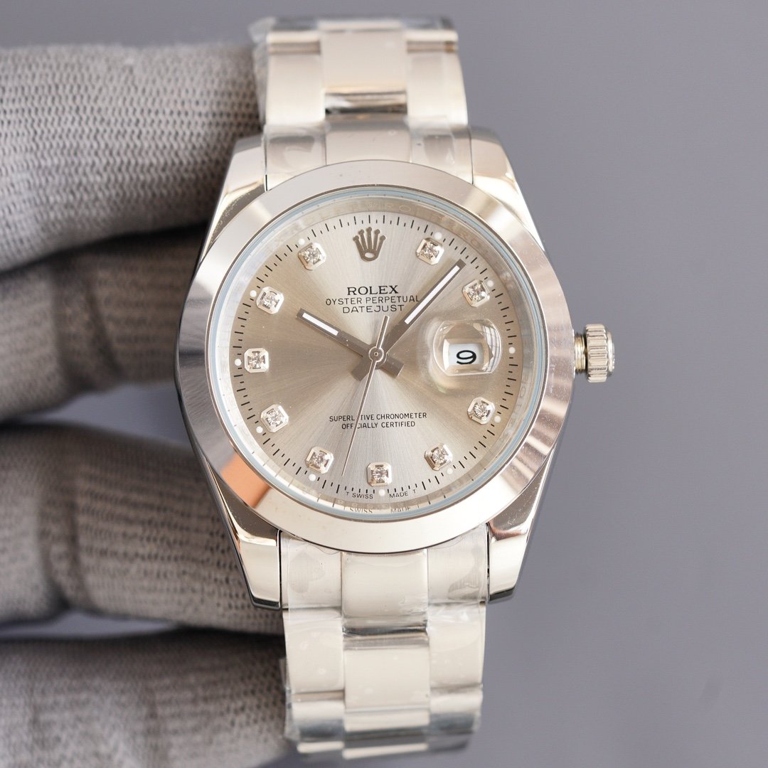 CLASSIC 41MM STAINLESS STEEL SMOOTH BEZEL DIAMOND NUMERAL WATCH