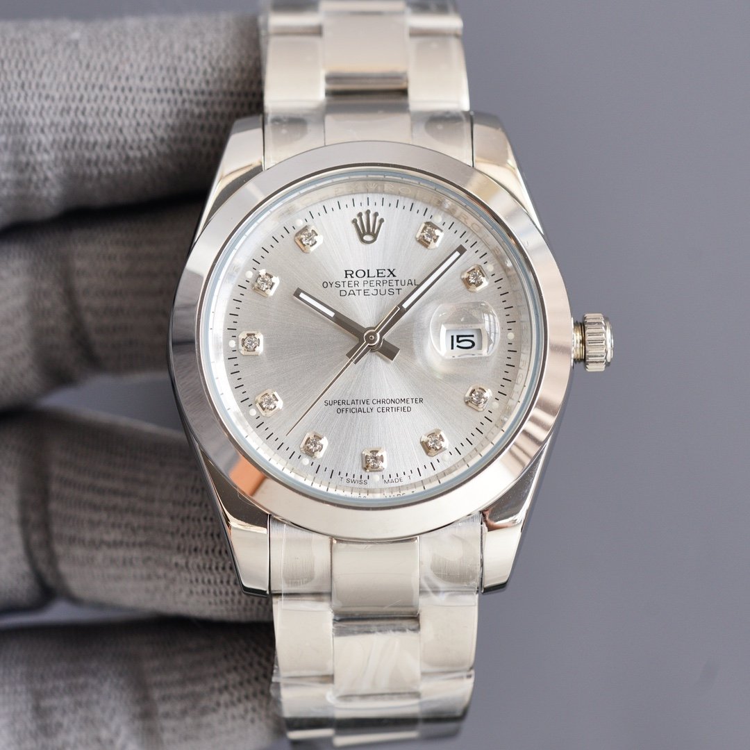 CLASSIC 41MM STAINLESS STEEL SMOOTH BEZEL DIAMOND NUMERAL WATCH