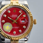CLASSIC 41MM TWO-TONE RED DIAL STEEL BRACELET WATCH