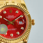 CLASSIC 41MM GOLD-TONE CASE RED DIAL STEEL BRACELET WATCH