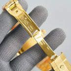 CLASSIC 41MM GOLD-TONE CASE RED DIAL STEEL BRACELET WATCH