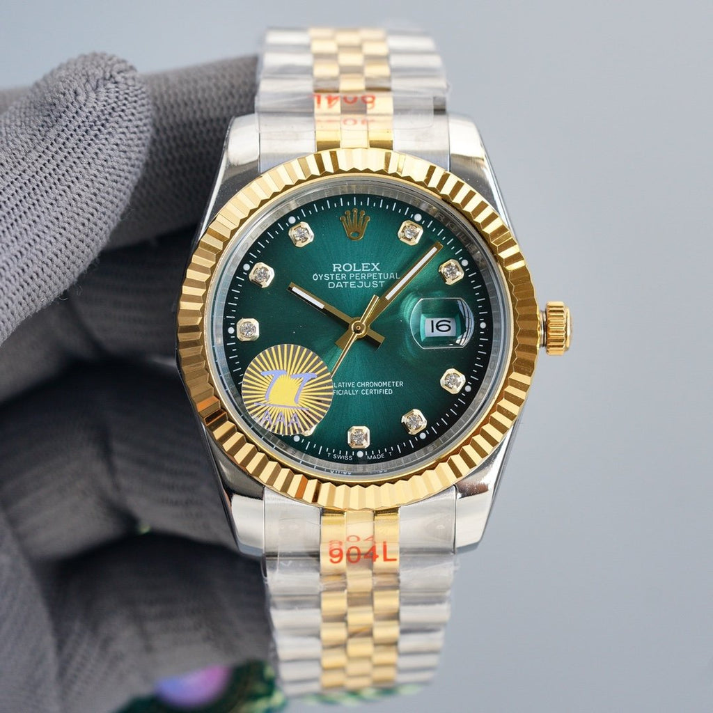 CLASSIC 41MM TWO-TONE GREEN DIAL STEEL BRACELET WATCH