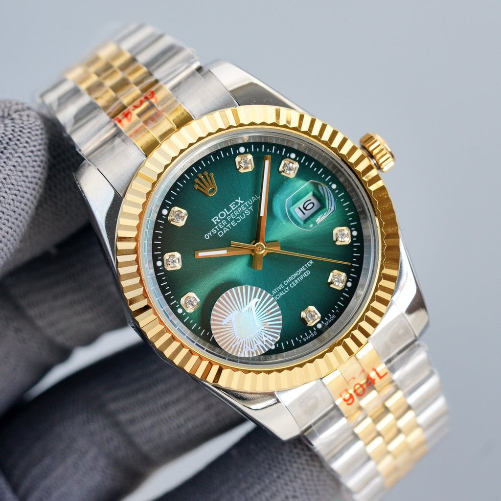 CLASSIC 41MM TWO-TONE GREEN DIAL STEEL BRACELET WATCH