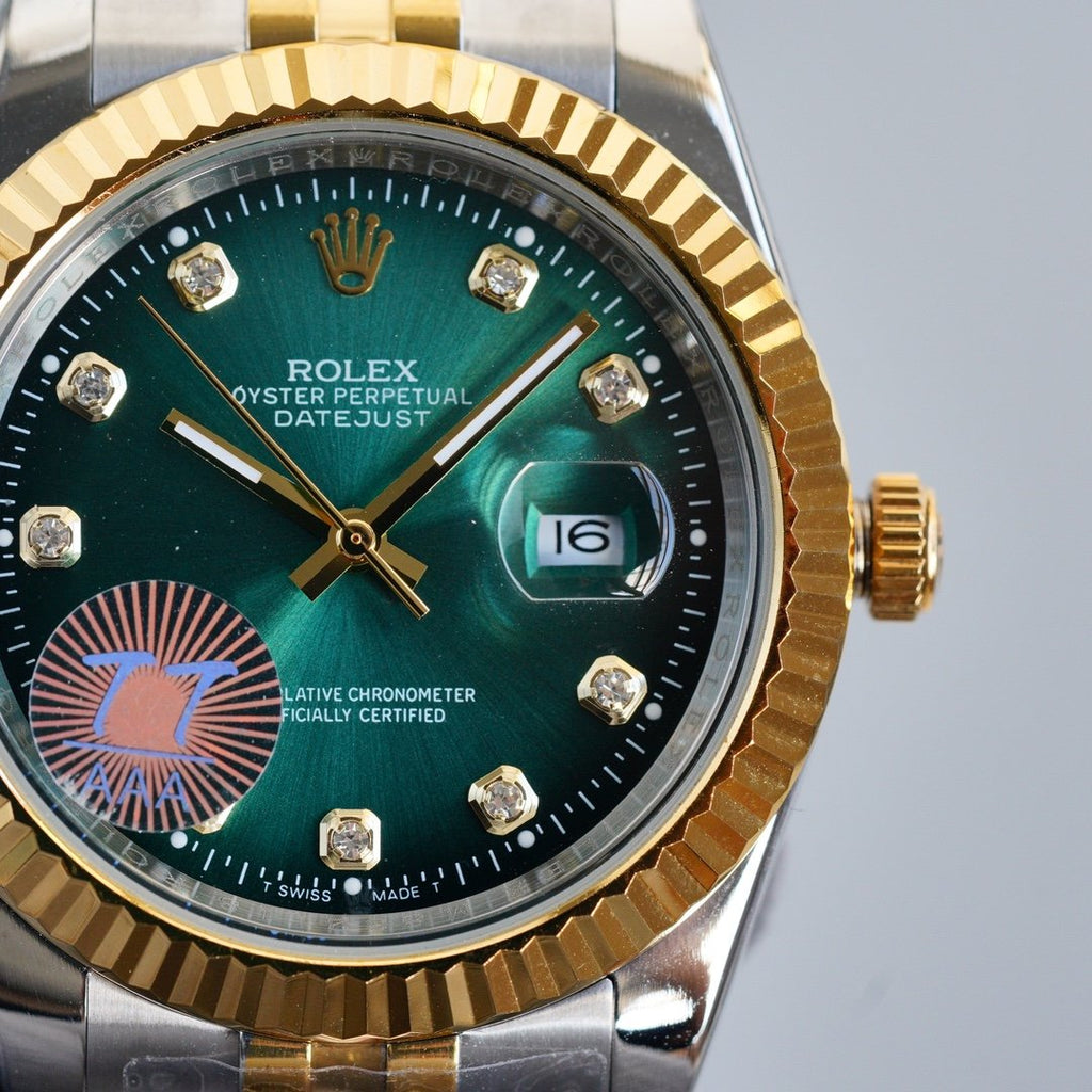 CLASSIC 41MM TWO-TONE GREEN DIAL STEEL BRACELET WATCH
