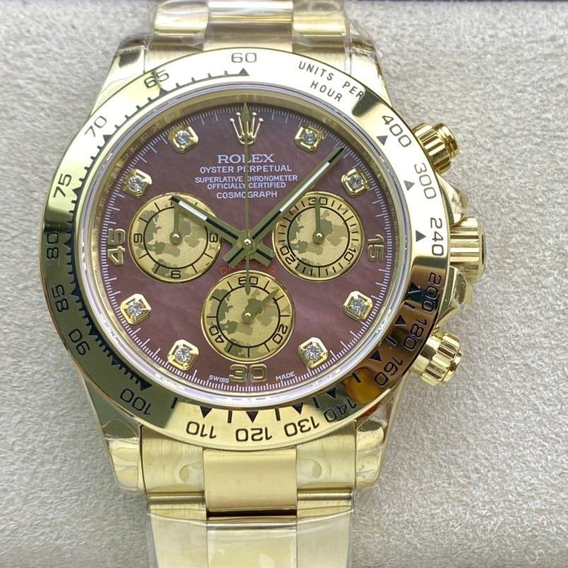 CLASSIC CUSTOM GOLD-TONE CASE RED PEARL DIAL WATCH
