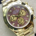CLASSIC CUSTOM GOLD-TONE CASE RED PEARL DIAL WATCH