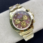 CLASSIC CUSTOM GOLD-TONE CASE RED PEARL DIAL WATCH