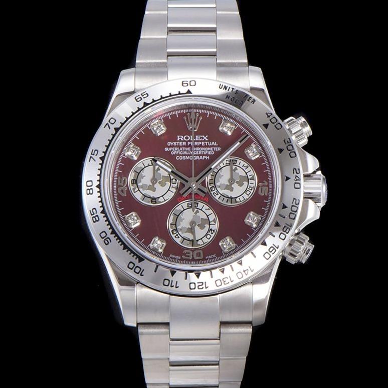CLASSIC CUSTOM STAINLESS STEEL RED PEARL DIAL WATCH