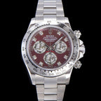 CLASSIC CUSTOM STAINLESS STEEL RED PEARL DIAL WATCH
