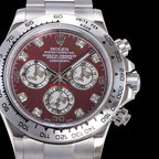 CLASSIC CUSTOM STAINLESS STEEL RED PEARL DIAL WATCH