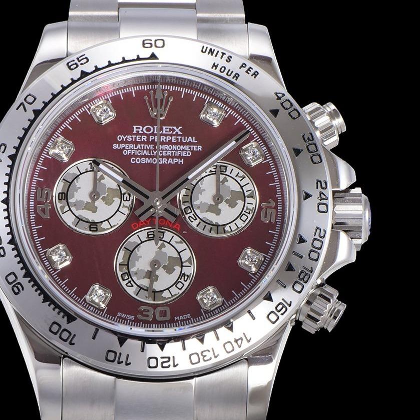 CLASSIC CUSTOM STAINLESS STEEL RED PEARL DIAL WATCH