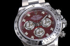 CLASSIC CUSTOM STAINLESS STEEL RED PEARL DIAL WATCH