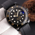 CLASSIC 40MM BLACK CASE RUBBER STRAP DATE WATCH