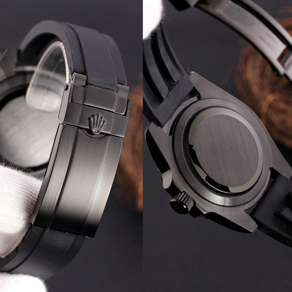 CLASSIC 40MM BLACK CASE RUBBER STRAP DATE WATCH