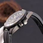 CLASSIC 40MM BLACK CASE RUBBER STRAP DATE WATCH