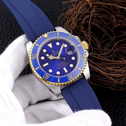 CLASSIC 40MM GOLD-TONE CASE RUBBER STRAP DATE WATCH