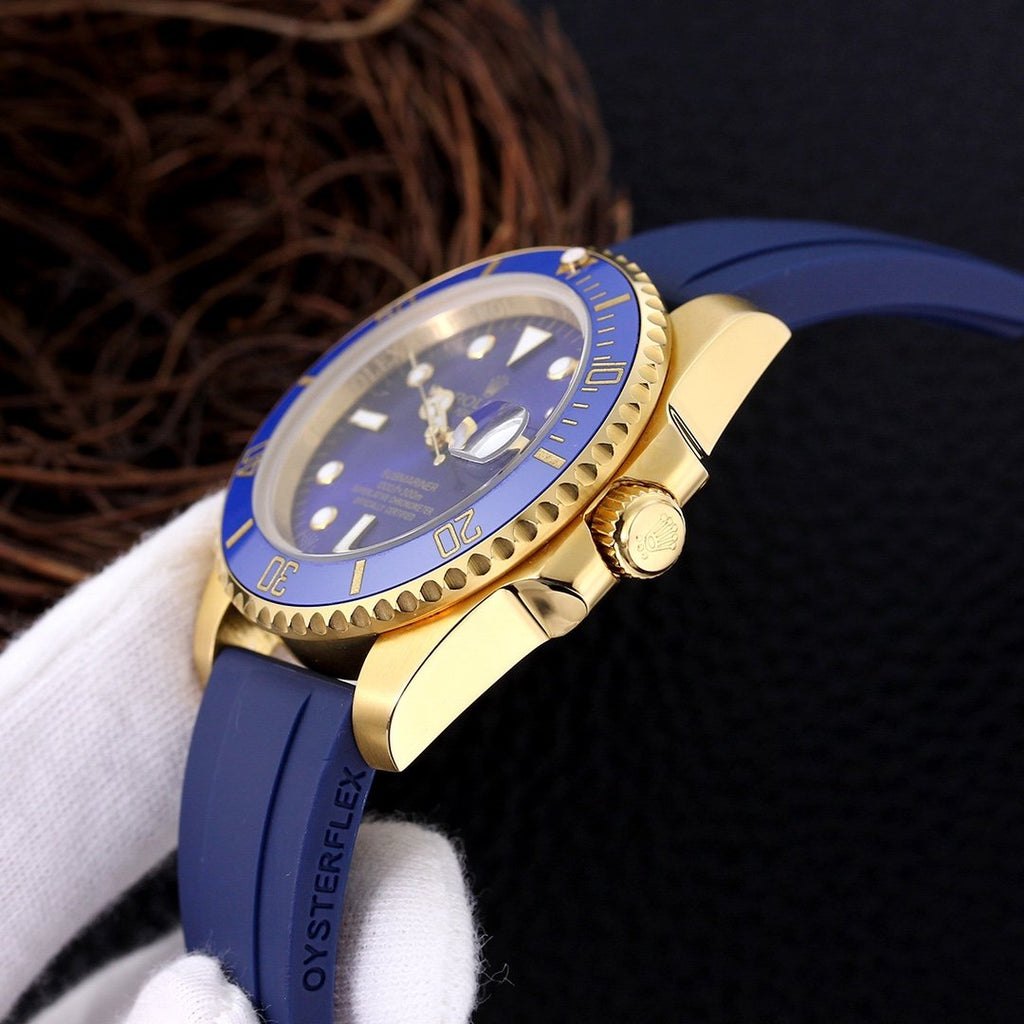CLASSIC 40MM GOLD-TONE CASE RUBBER STRAP DATE WATCH