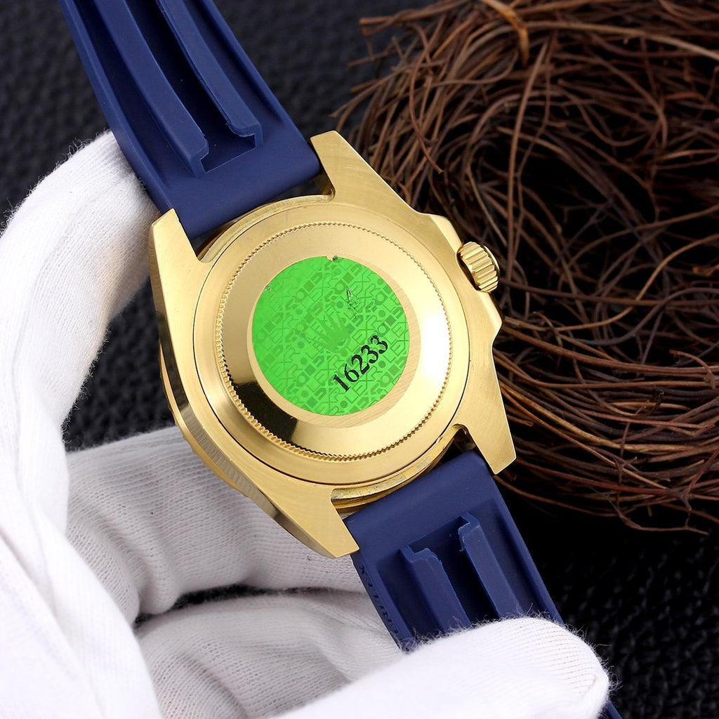 CLASSIC 40MM GOLD-TONE CASE RUBBER STRAP DATE WATCH
