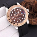 CLASSIC STAINLESS STEEL CASE RUBBER STRAP WATCH
