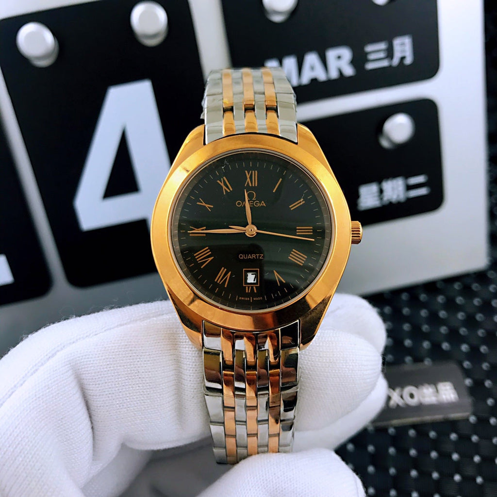 VARELLO CLASSIC 33MM QUARTZ GOLD STEEL BLACK DIAL
