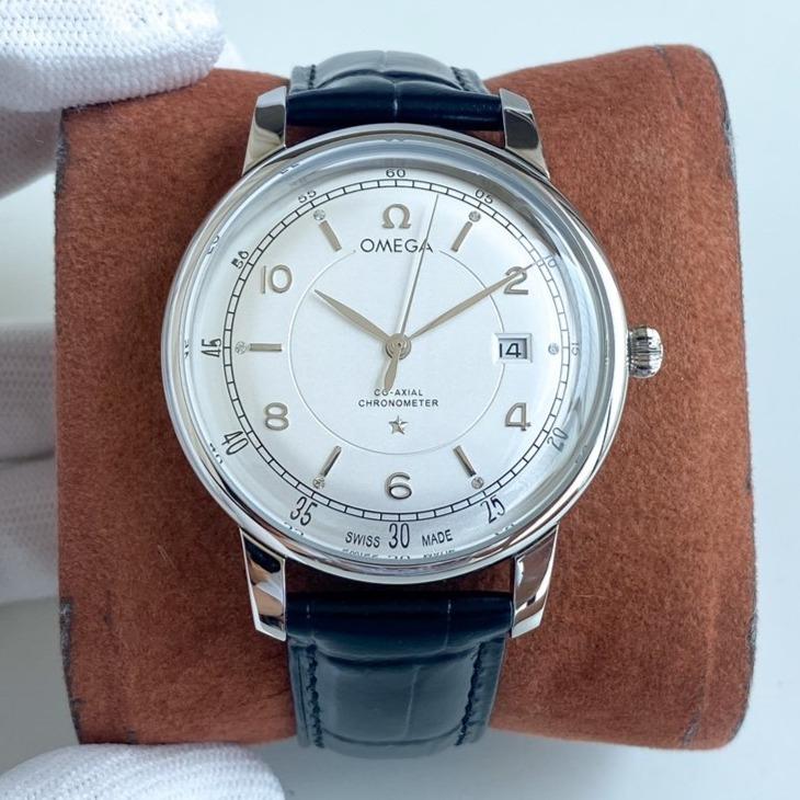 VARELLO Elegant Men's 40mm Silver Dial Leather Strap Manual-Winding Watch