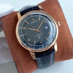 VARELLO Classic Men's Gold-Tone Manual-Winding Leather Strap Watch