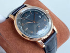 VARELLO Classic Men's Gold-Tone Manual-Winding Leather Strap Watch