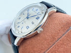 VARELLO Elegant Men's 40mm Silver Dial Leather Strap Manual-Winding Watch
