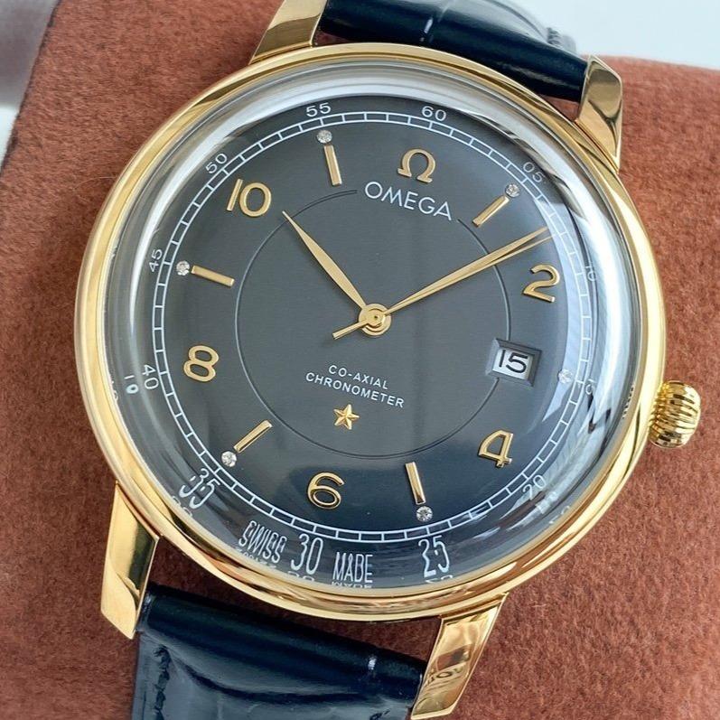 VARELLO Classic Men's Gold-Tone Manual-Winding Leather Strap Watch