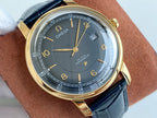 VARELLO Classic Men's Gold-Tone Manual-Winding Leather Strap Watch