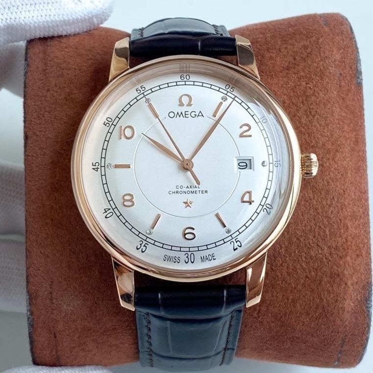 VARELLO Classic Men's Gold-Tone Manual-Winding Leather Strap Watch