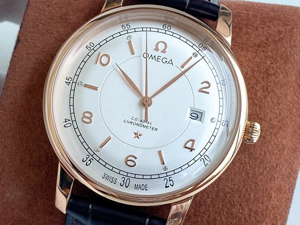 VARELLO Classic Men's Gold-Tone Manual-Winding Leather Strap Watch
